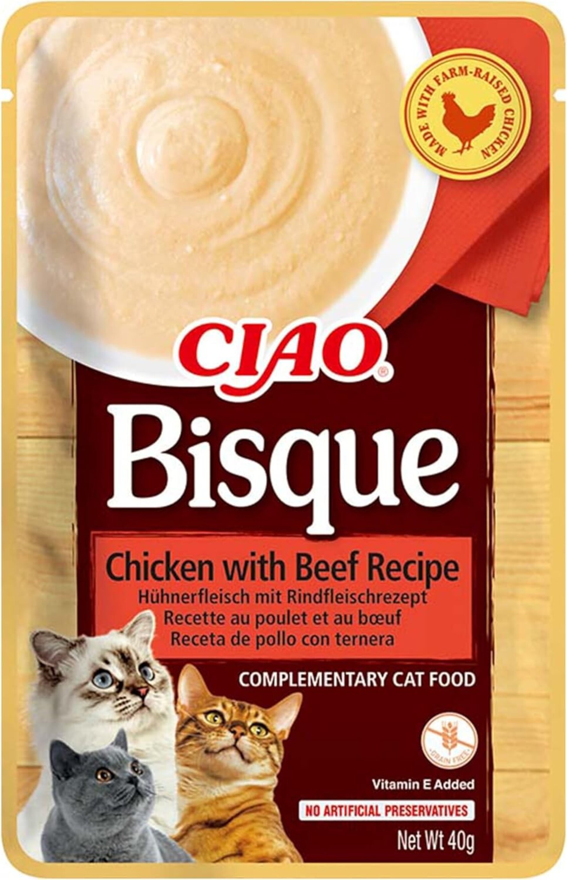 INABA Ciao Bisque - Puré Saludable para Gatos (12 sobres/pack variado) - 4